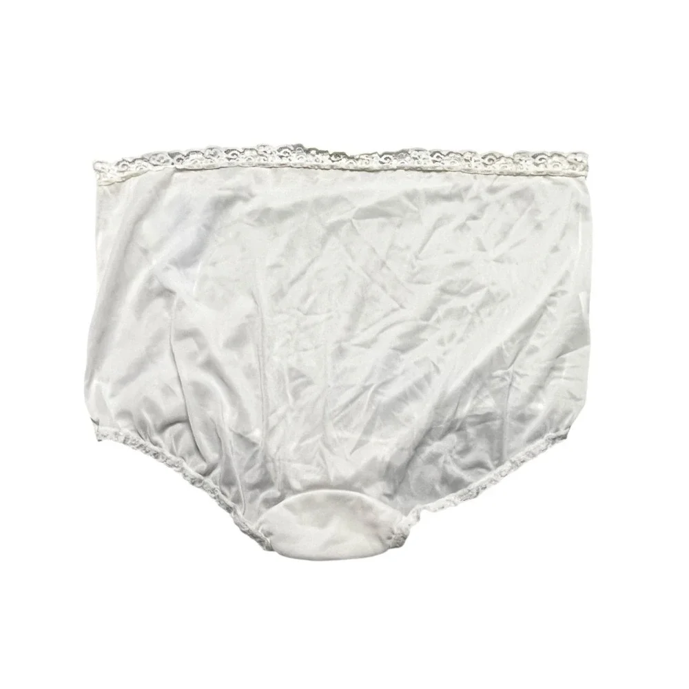 Dixie Belle Nylon Brief Sz 10‎ Panties White Lace Trim Granny 1252 New USA Sissy
